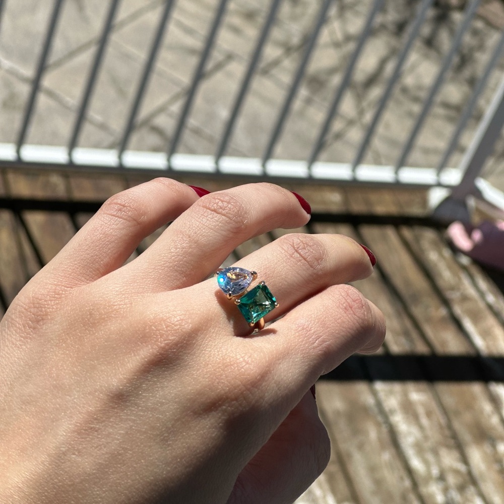 Two Stone Emerald Ring